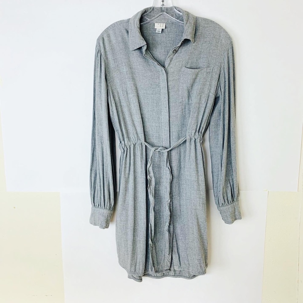 A New Day Dress with Built-In Tie Belt Gray Small